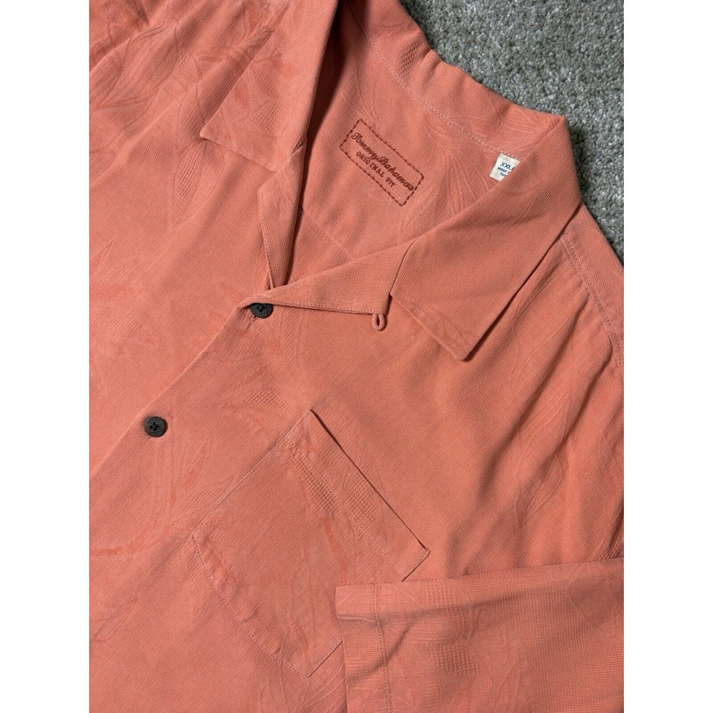 Tommy Bahama Silk Button Up Shirt Short Sleeve Men's XXL/2XL Orange Floral